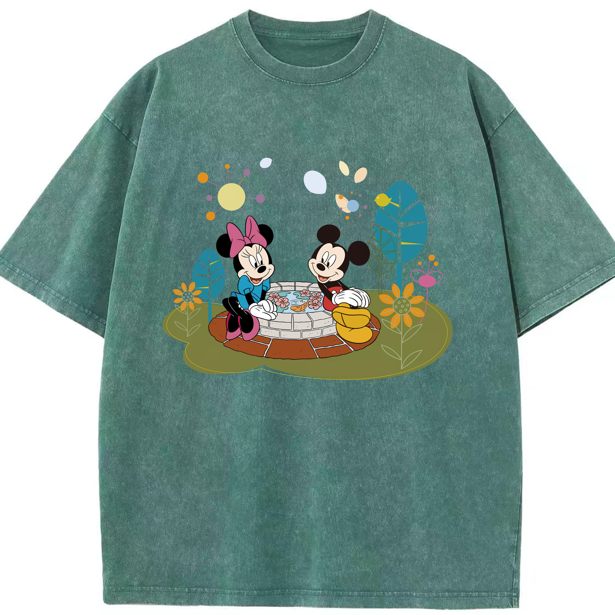 （画像用） ミッキーマウス Mickey Mouse 綿100% ヴィンテージ風 半袖Tシャツ（フロントプリント）